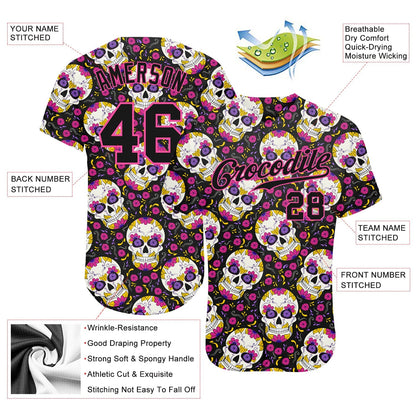 Frenzidea Custom 3D Pattern Halloween Skulls Baseball Jersey