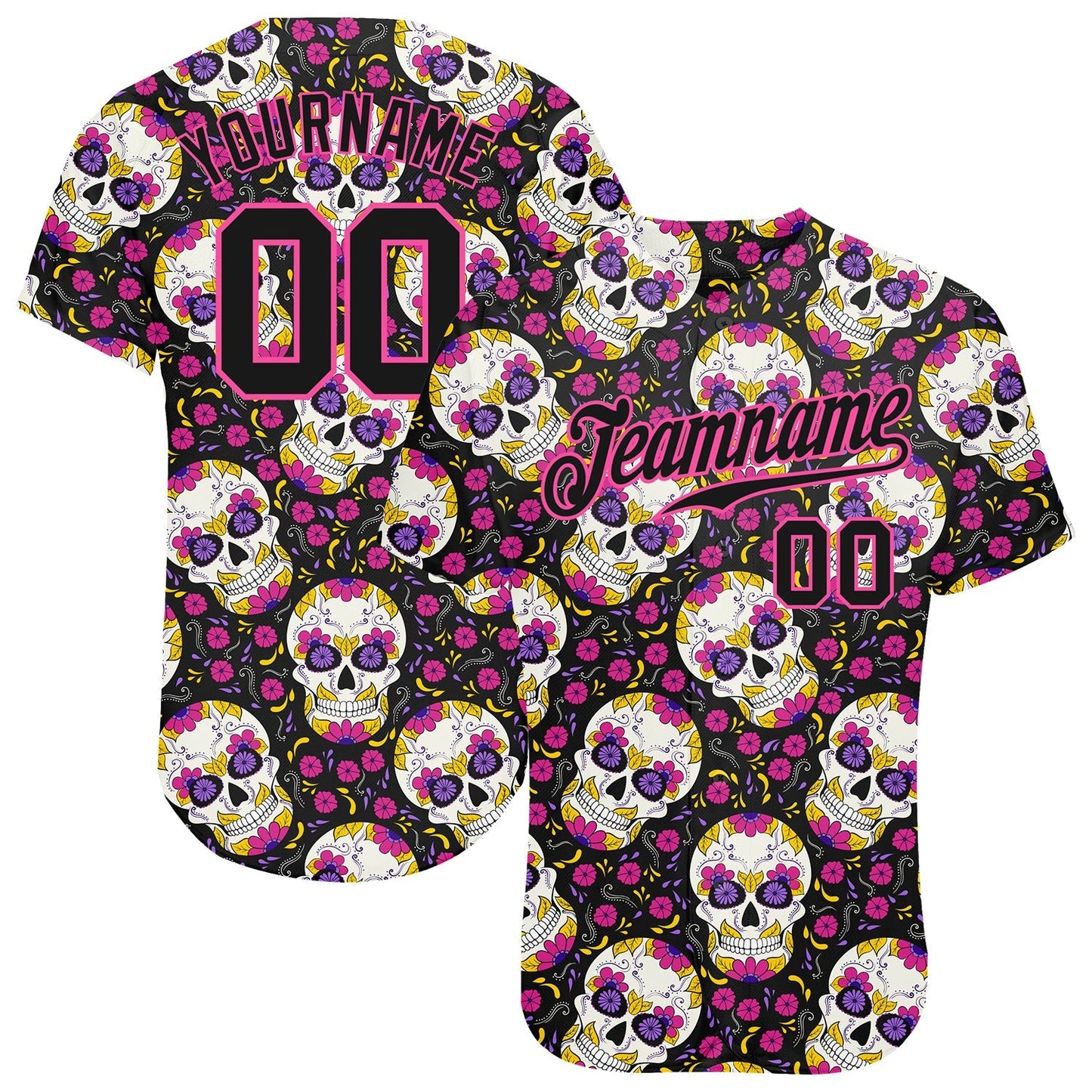 Frenzidea Custom 3D Pattern Halloween Skulls Baseball Jersey