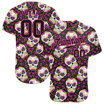 Frenzidea Custom 3D Pattern Halloween Skulls Baseball Jersey
