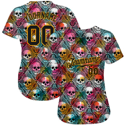 Frenzidea Custom 3D Pattern Halloween Skulls Baseball Jersey