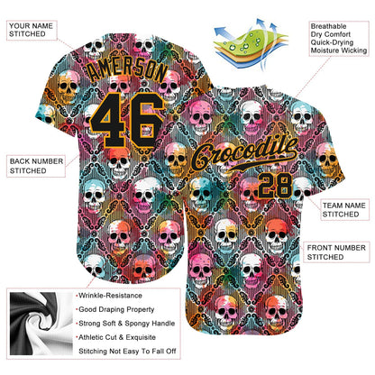 Frenzidea Custom 3D Pattern Halloween Skulls Baseball Jersey