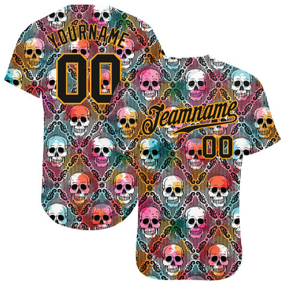 Frenzidea Custom 3D Pattern Halloween Skulls Baseball Jersey