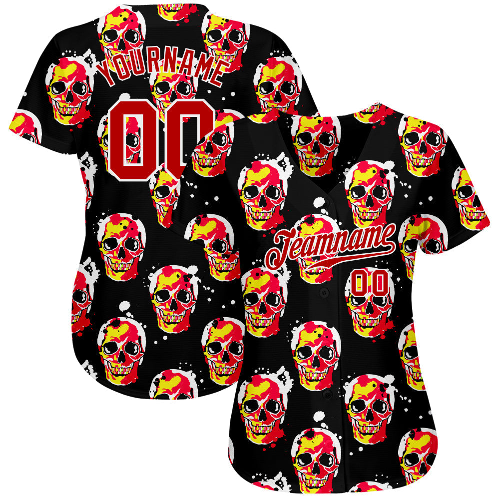Frenzidea Custom 3D Pattern Halloween Skulls Baseball Jersey
