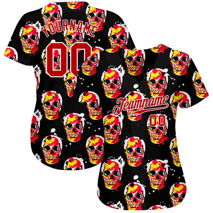 Frenzidea Custom 3D Pattern Halloween Skulls Baseball Jersey