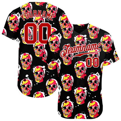 Frenzidea Custom 3D Pattern Halloween Skulls Baseball Jersey