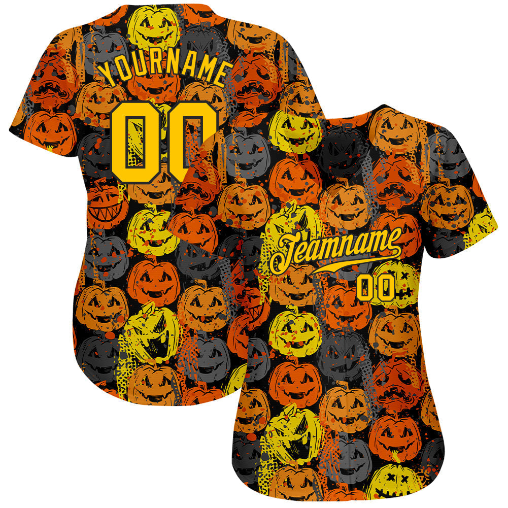 Frenzidea Custom 3D Pattern Halloween Pumpkins Baseball Jersey
