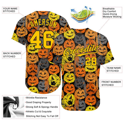 Frenzidea Custom 3D Pattern Halloween Pumpkins Baseball Jersey