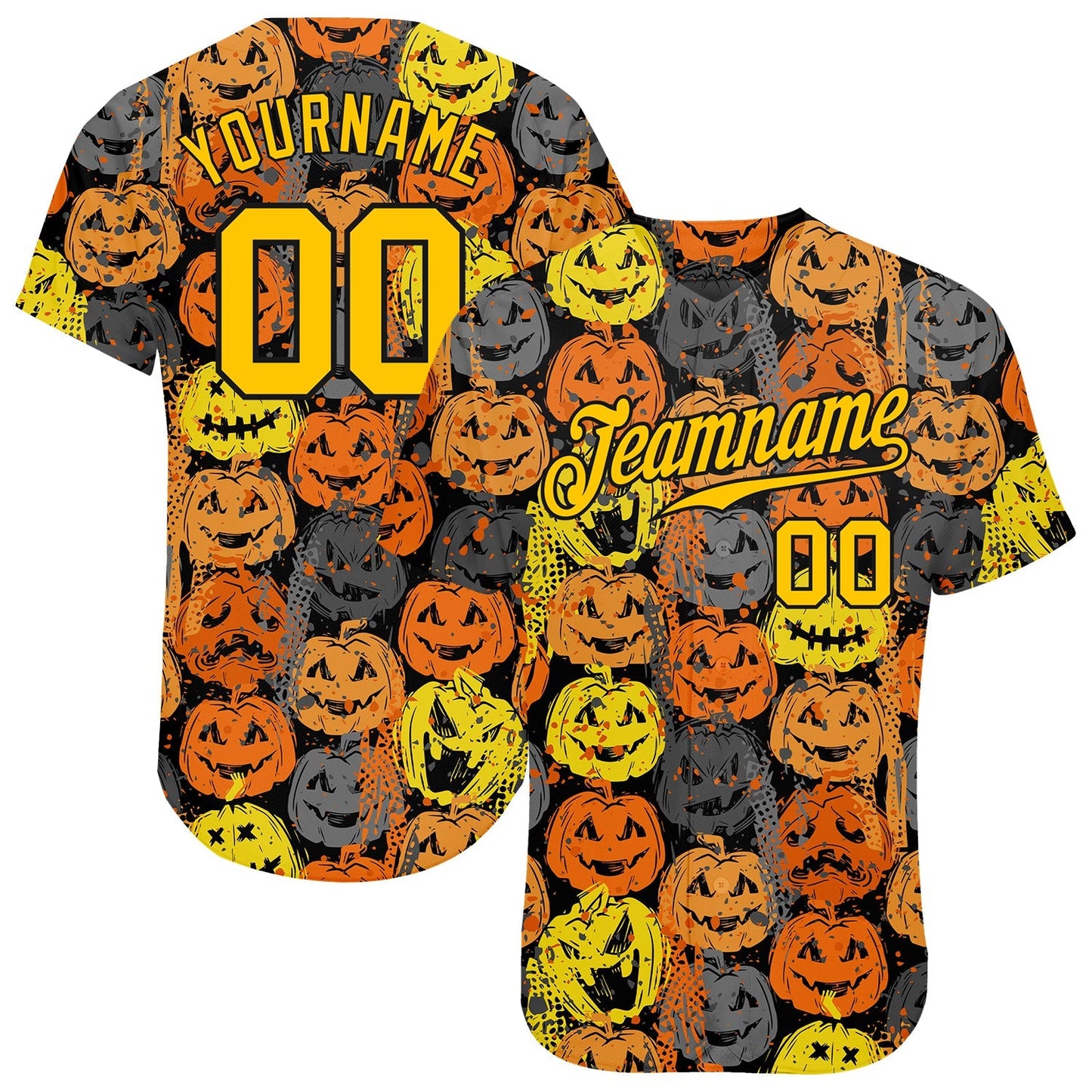 Frenzidea Custom 3D Pattern Halloween Pumpkins Baseball Jersey