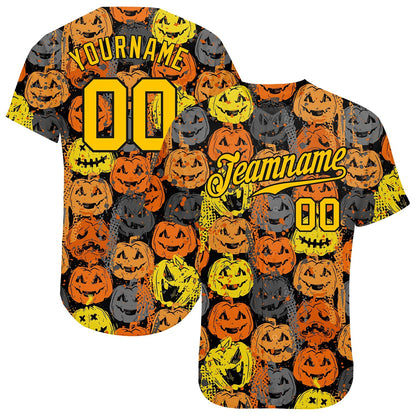Frenzidea Custom 3D Pattern Halloween Pumpkins Baseball Jersey