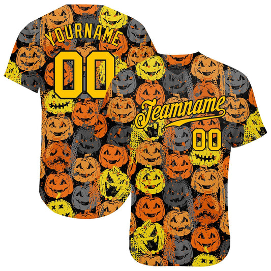 Frenzidea Custom 3D Pattern Halloween Pumpkins Baseball Jersey