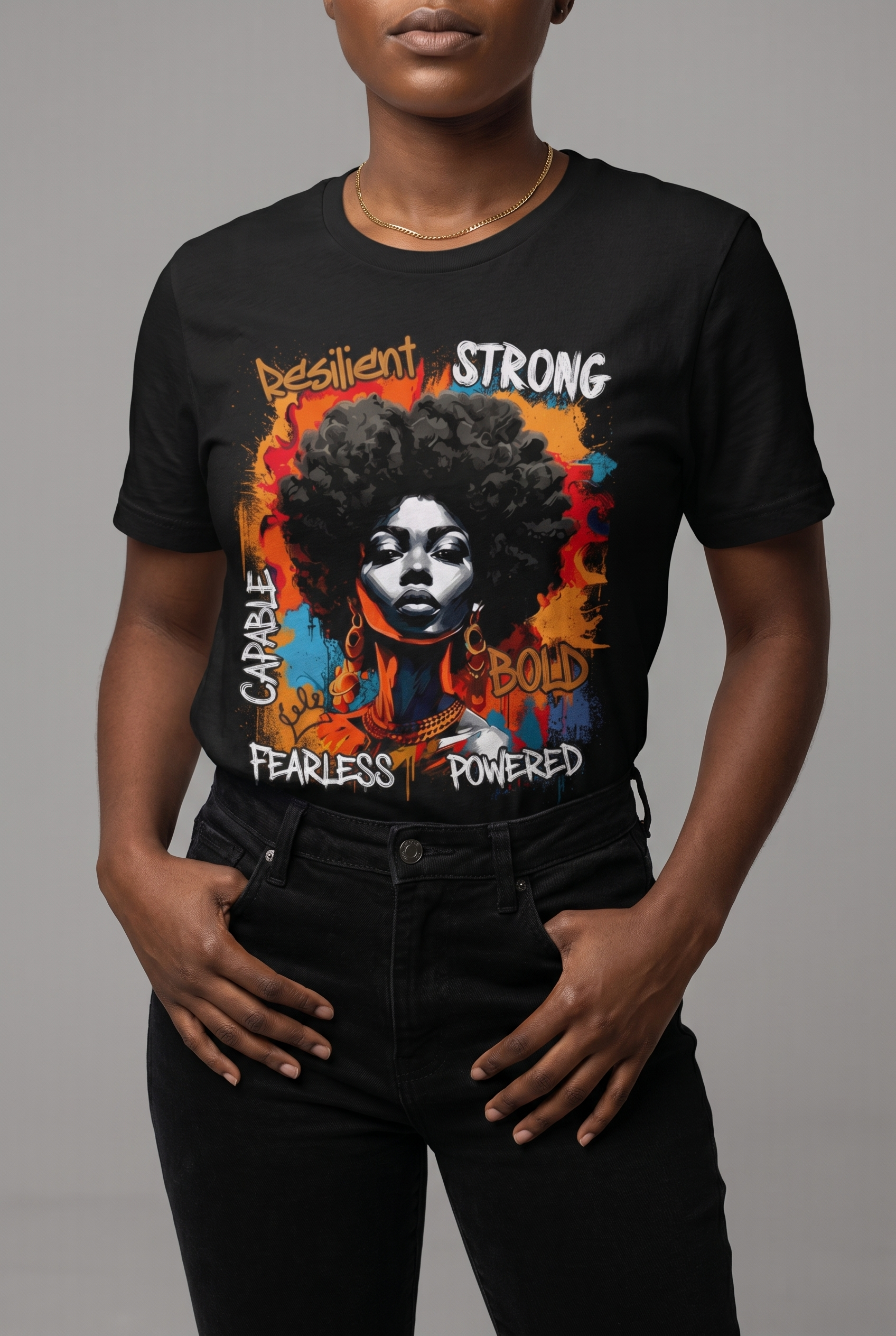 Fearless & Resilient: Urban Black Queen Graphic T-Shirt - RootednLoud
