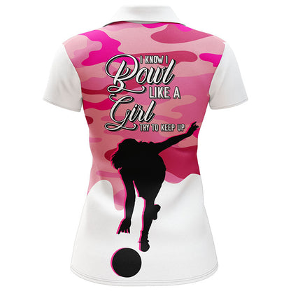 Frenzideas Bowling Pink Camo Pattern Personalized All Over Printed Shirt For Women