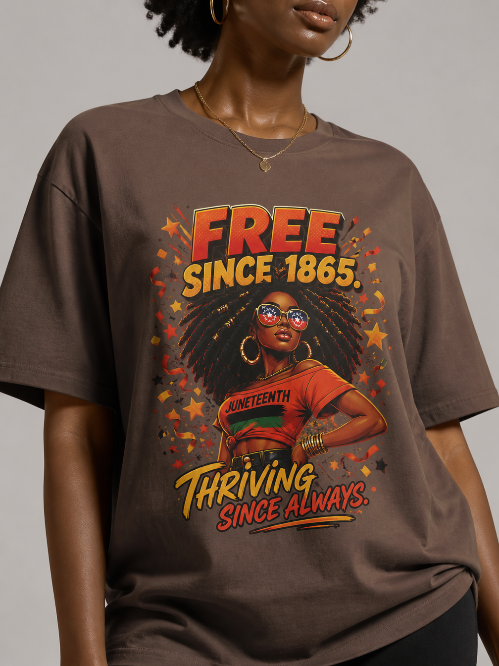Thriving Since Always: Free Since 1865 Juneteenth Graphic T-Shirt - RootednLoud