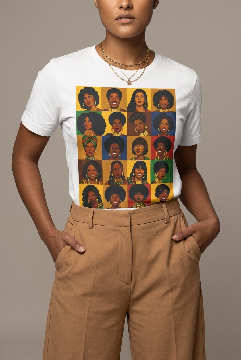 Black Queen Collage: A Tribute to Diverse Beauty Graphic T-Shirt - RootednLoud