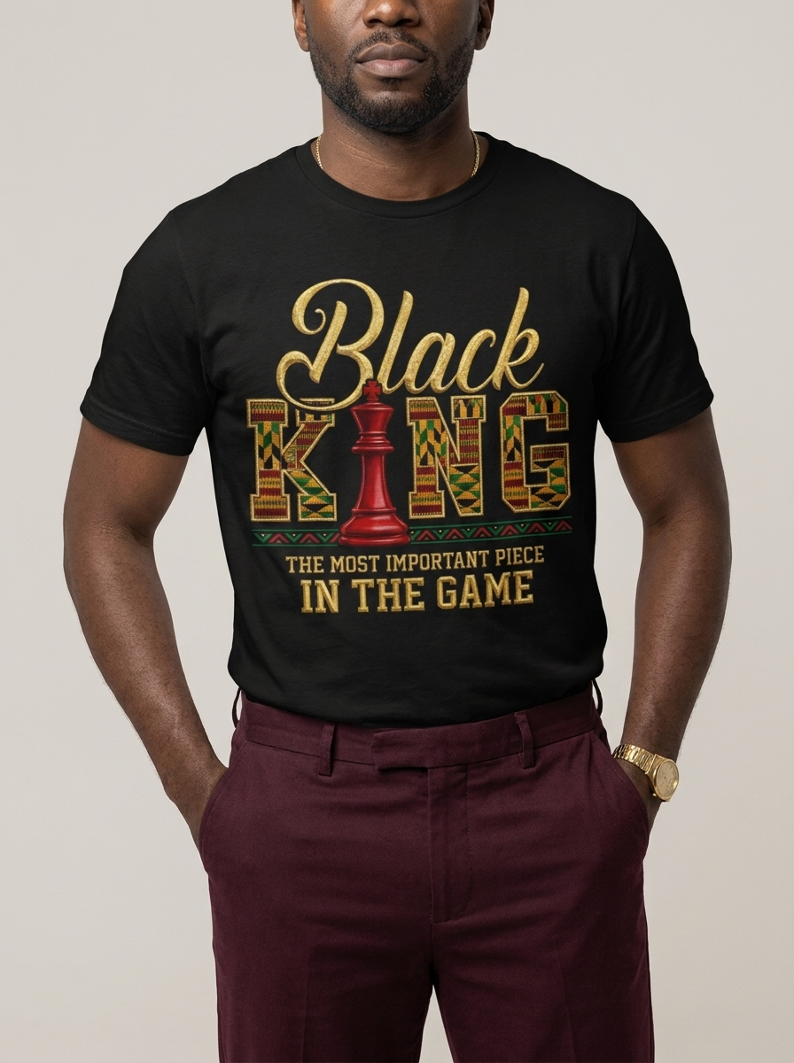 Black King Dad: The Most Important Piece In The Game Graphic T-Shirt - RootednLoud