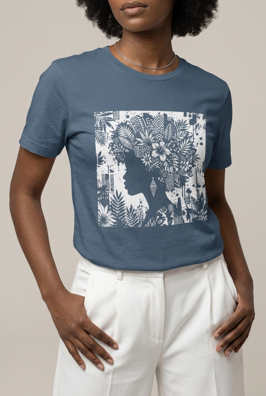 Black Queen: Artistic Silhouette Floral Graphic T-Shirt - RootednLoud