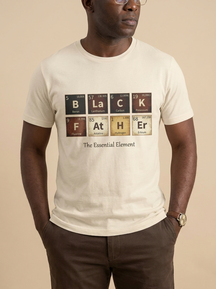 Black Father: The Essential Element Periodic Table Graphic T-Shirt - RootednLoud