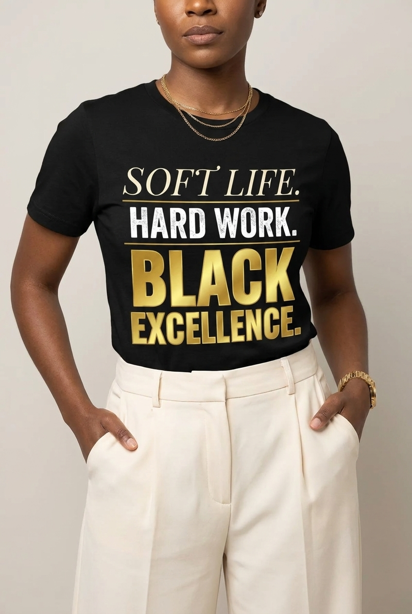Soft Life Hard Work Black Excellence Graphic T-Shirt - RootednLoud