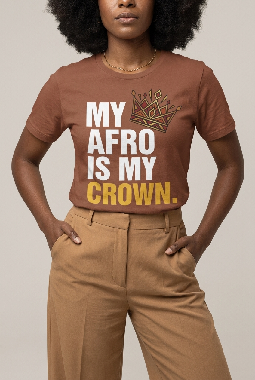 My Afro Is My Crown: Tribal Crown Black Queen Graphic T-Shirt - RootednLoud