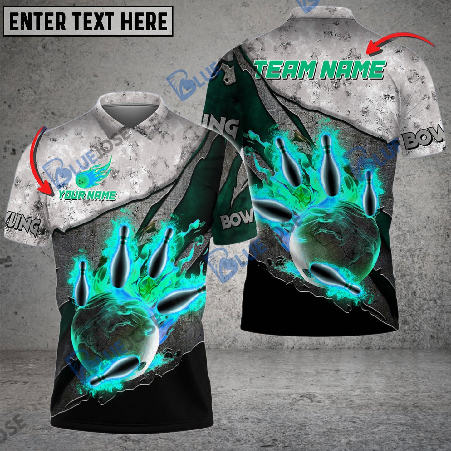 frenzidea Bowling And Pins Reborn Fire Customized Name 3D Shirt (4 Colors)