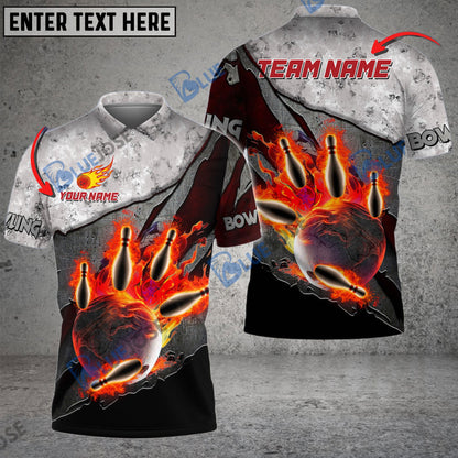 frenzidea Bowling And Pins Reborn Fire Customized Name 3D Shirt (4 Colors)