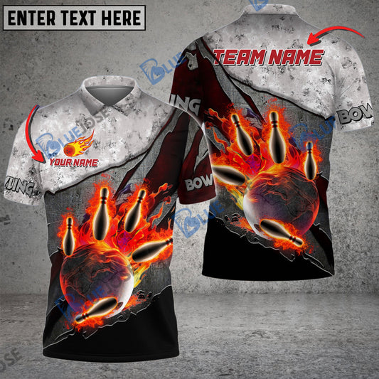 frenzidea Bowling And Pins Reborn Fire Customized Name 3D Shirt (4 Colors)