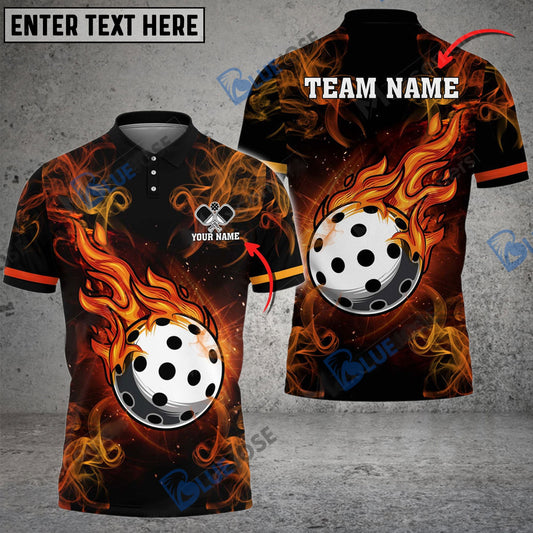 Frenzidea Pickleball Flame Personalized Name, Team Name Unisex Shirt