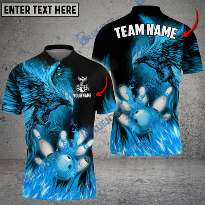 frenzidea Bowling And Pins Flame Phoenix Customized Name 3D Shirt (4 Colors)