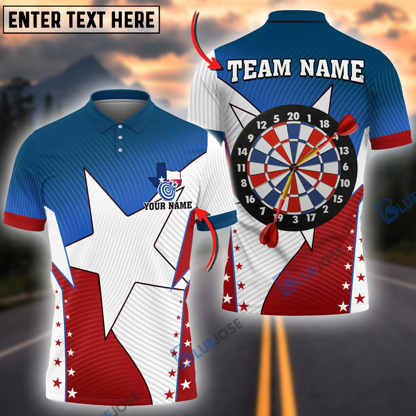 frenzidea Texas Darts Eagle Personalized Name, Team Name 3D Shirt