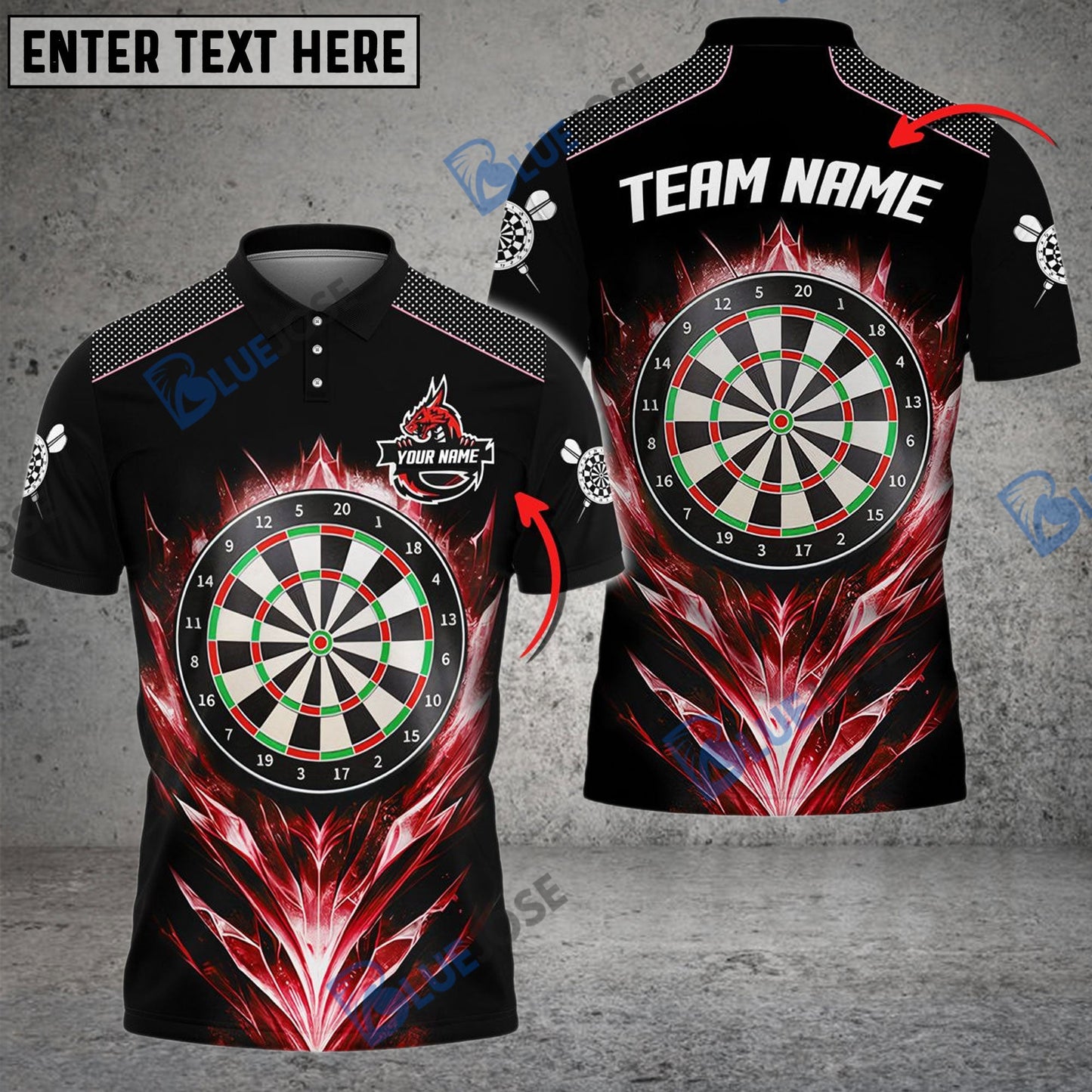 Frenzidea Darts Ice Dragon Personalized Name, Team Name 3D Shirt (4 Colors)