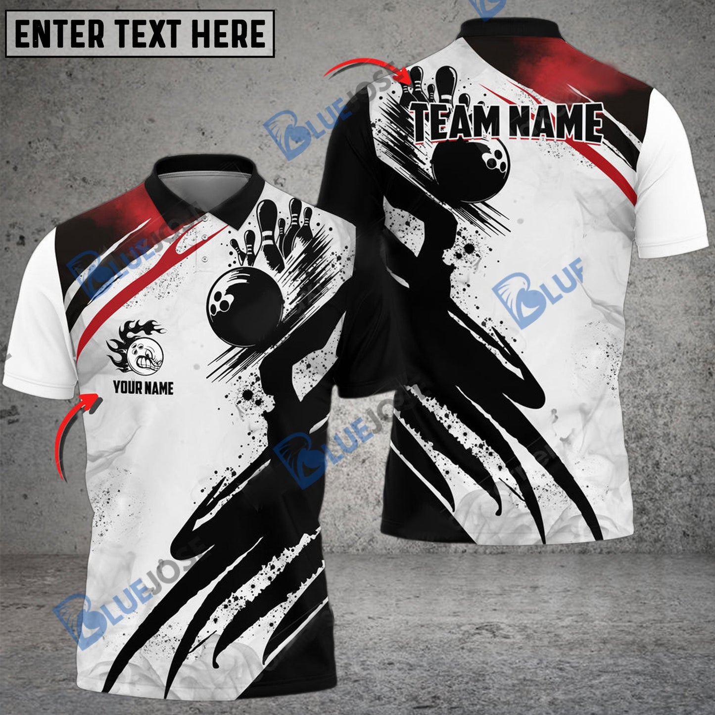 frenzidea Bowling And Pins Abstract Drawing Customized Name 3D Shirt (4 Colors)