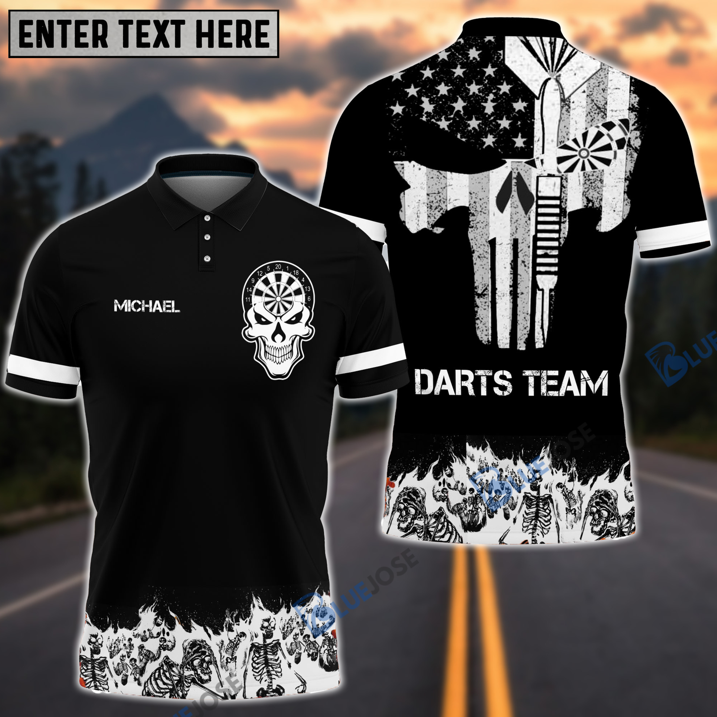 Frenzidea Skull Eyes Darts Personalized Name, Team Name 3D Shirt