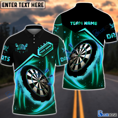 Frenzidea Dartboard Blue Fire Personalized Name, Team Name 3D Shirt