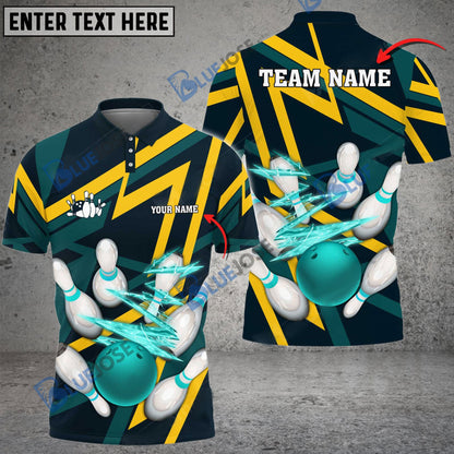 frenzidea Bowling And Pins 10000 Volt Throw Customized Name 3D Shirt (4 Colors)
