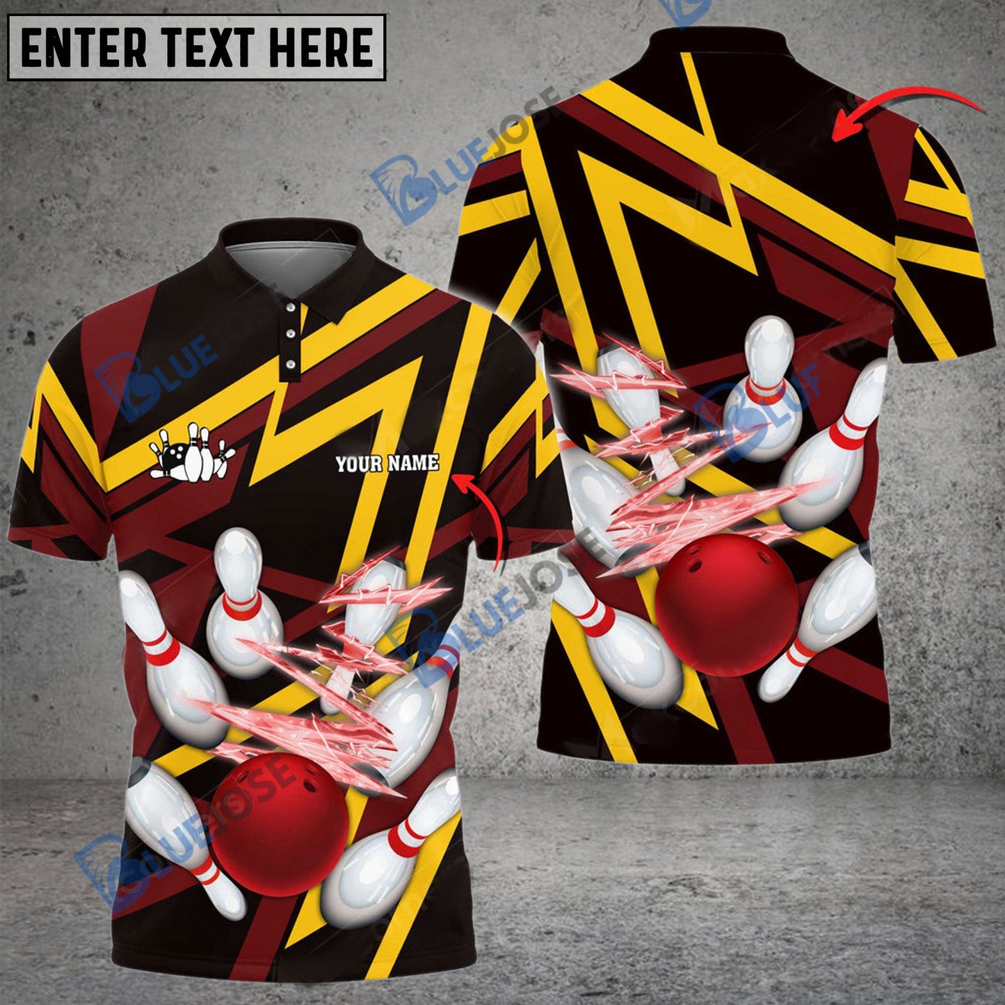 frenzidea Bowling And Pins 10000 Volt Throw Customized Name 3D Shirt (4 Colors)