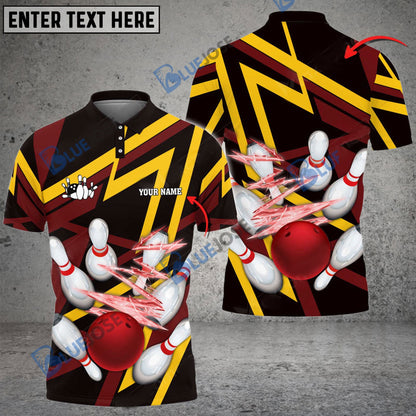 frenzidea Bowling And Pins 10000 Volt Throw Customized Name 3D Shirt (4 Colors)