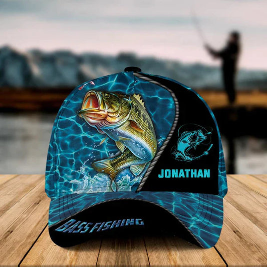 Frenzidea Personalized  Fishing Water Blue Cap