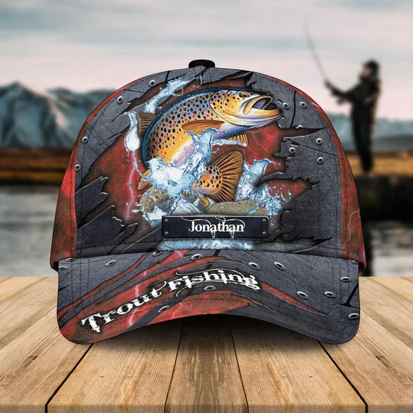 Frenzidea Personalized  Fish Aholic Red Light Cap