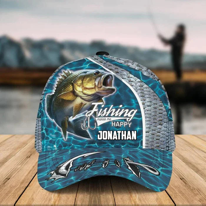 Frenzidea Personalized Fish Camo Appearance Water Blue Cap
