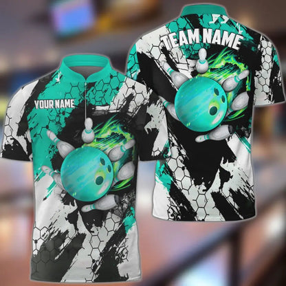 Frenzideas Bowling And Pins Hexagram Pattern Multicolor Personalized Name, Team Name 3D Shirt