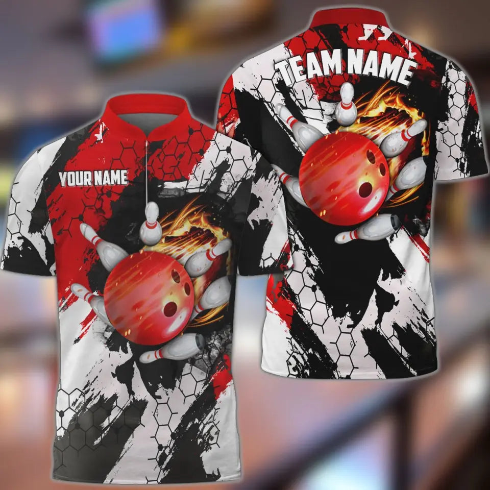 Frenzideas Bowling And Pins Hexagram Pattern Multicolor Personalized Name, Team Name 3D Shirt