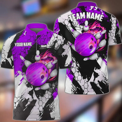 Frenzideas Bowling And Pins Hexagram Pattern Multicolor Personalized Name, Team Name 3D Shirt
