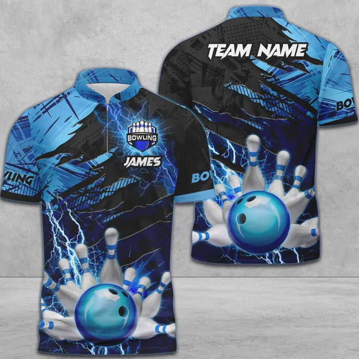 Frenzideas Bowling And Pins Thunder Break Multicolor Personalized Name, Team Name 3D Shirt