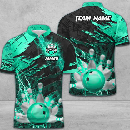 Frenzideas Bowling And Pins Thunder Break Multicolor Personalized Name, Team Name 3D Shirt