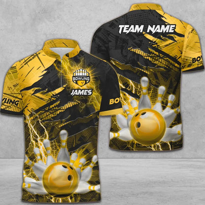 Frenzideas Bowling And Pins Thunder Break Multicolor Personalized Name, Team Name 3D Shirt