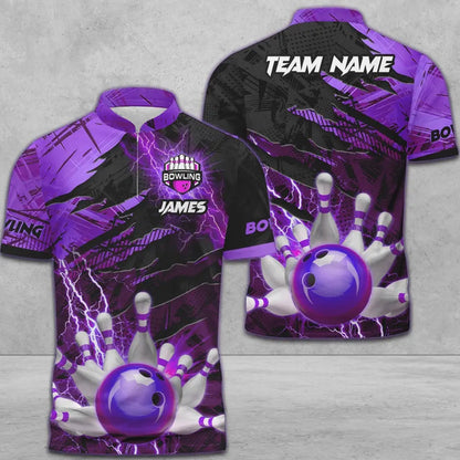 Frenzideas Bowling And Pins Thunder Break Multicolor Personalized Name, Team Name 3D Shirt
