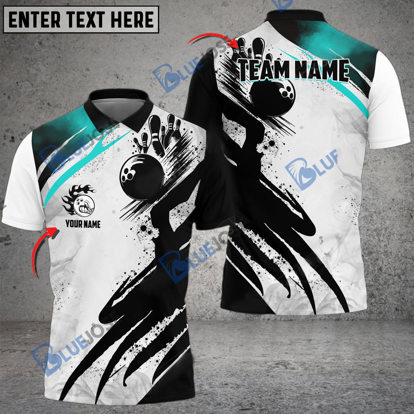 frenzidea Bowling And Pins Abstract Drawing Customized Name 3D Shirt (4 Colors)