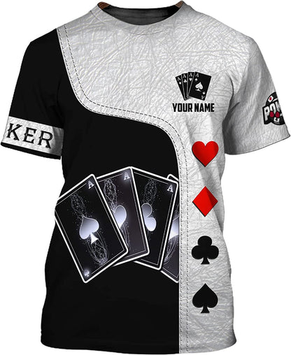 Frenzidea Casino Poker Card Personalized Name 3D T-Shirt