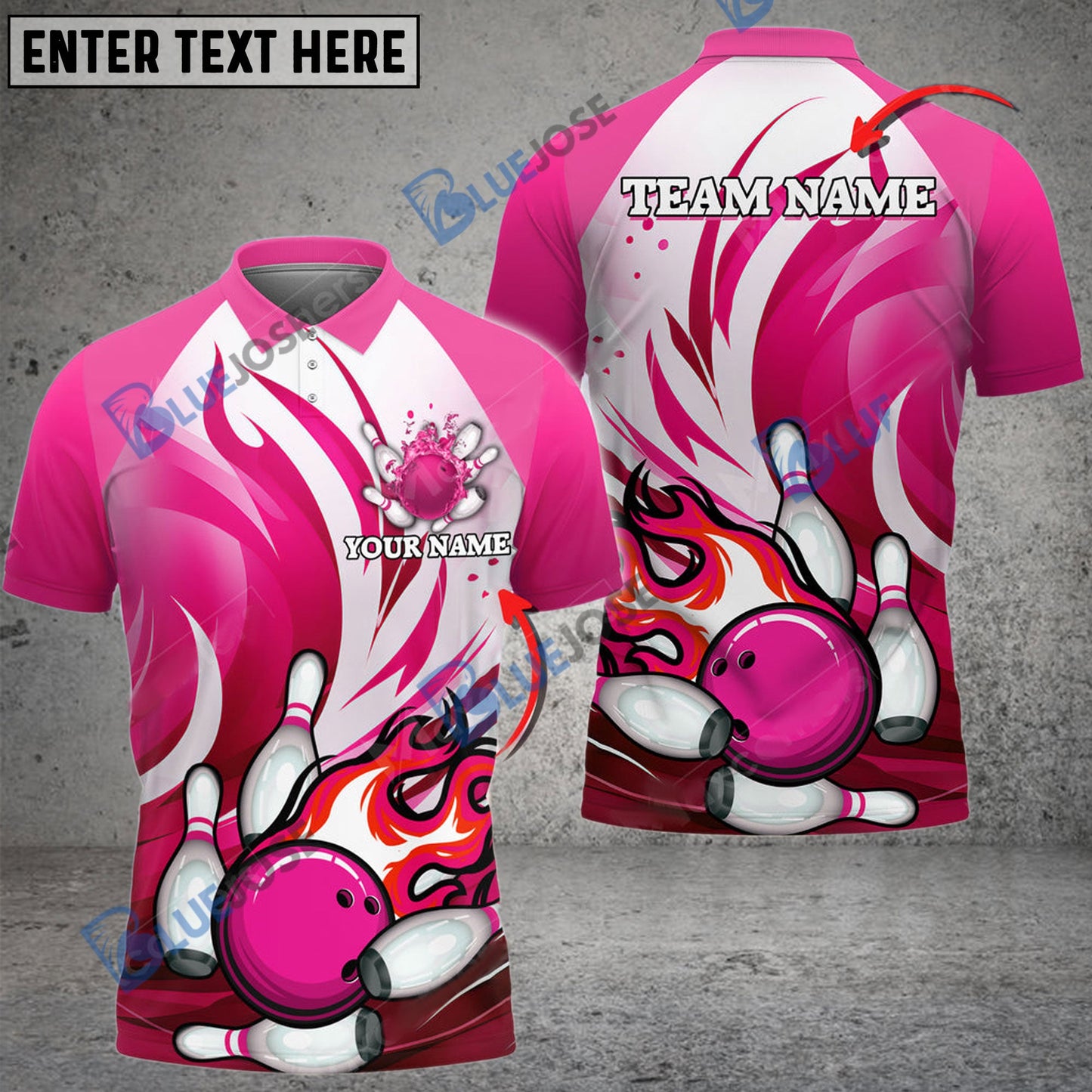 frenzideas Bowling And Pins Animated Fire Customized Name 3D Shirt ( 5 Colors)