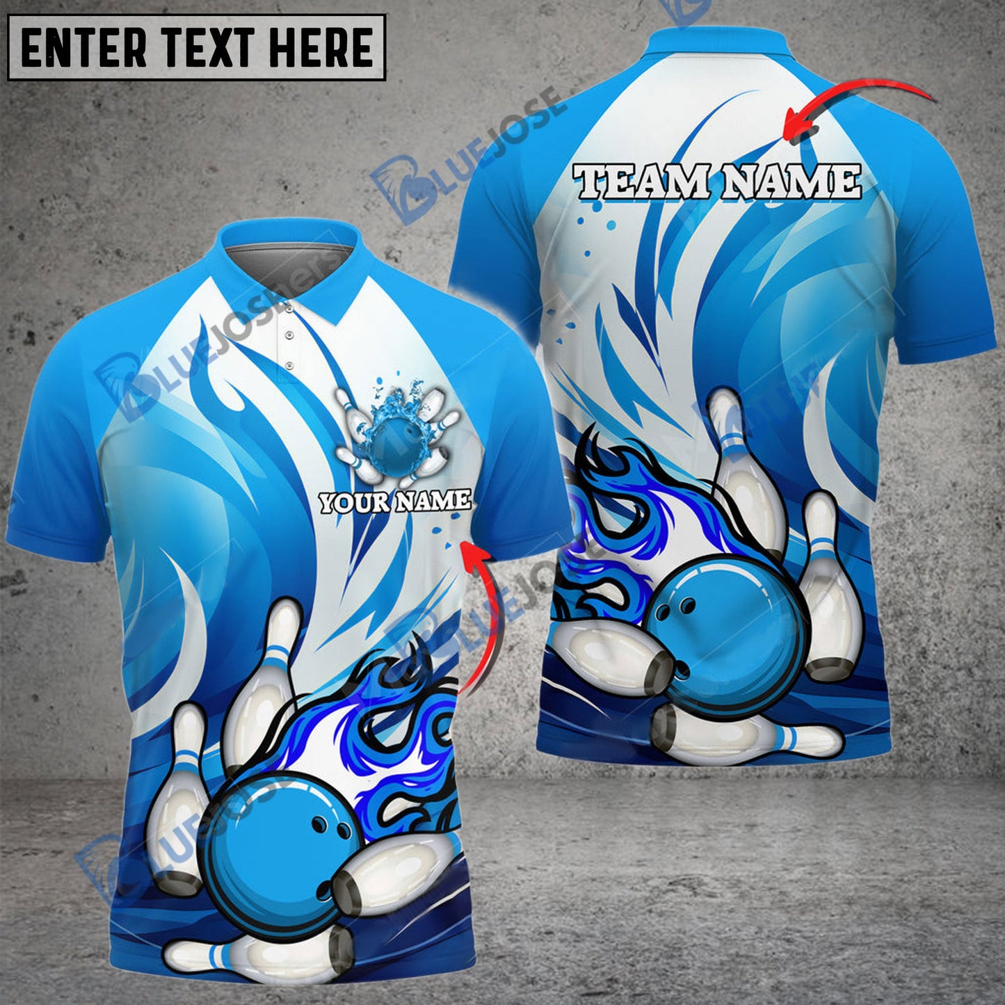 frenzideas Bowling And Pins Animated Fire Customized Name 3D Shirt ( 5 Colors)